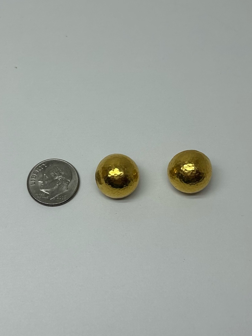 GURHAN 24K Solid Gold Hand-Hammered Dome Clip Earrings — 10.6g - Picture 7 of 11